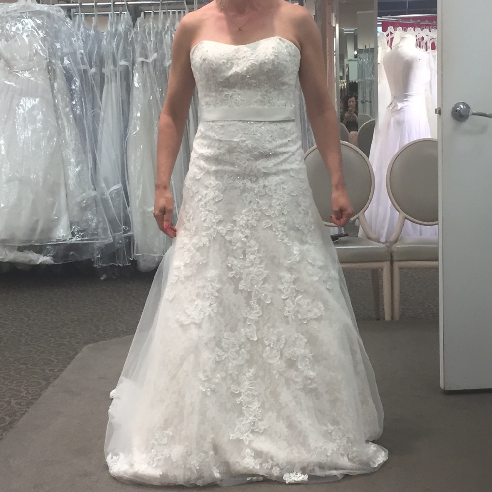 Jewel By David's Bridal- Strapless Corset style Lace-up Back Wedding Dress SZ 6